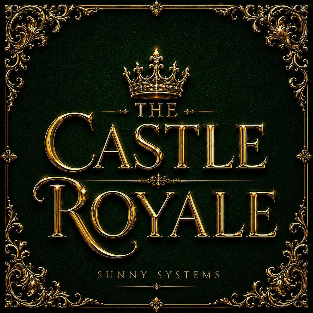 The Castle Royale soundtrack by Sunny Systems. Gold lettering and a crown on a dark green frame.