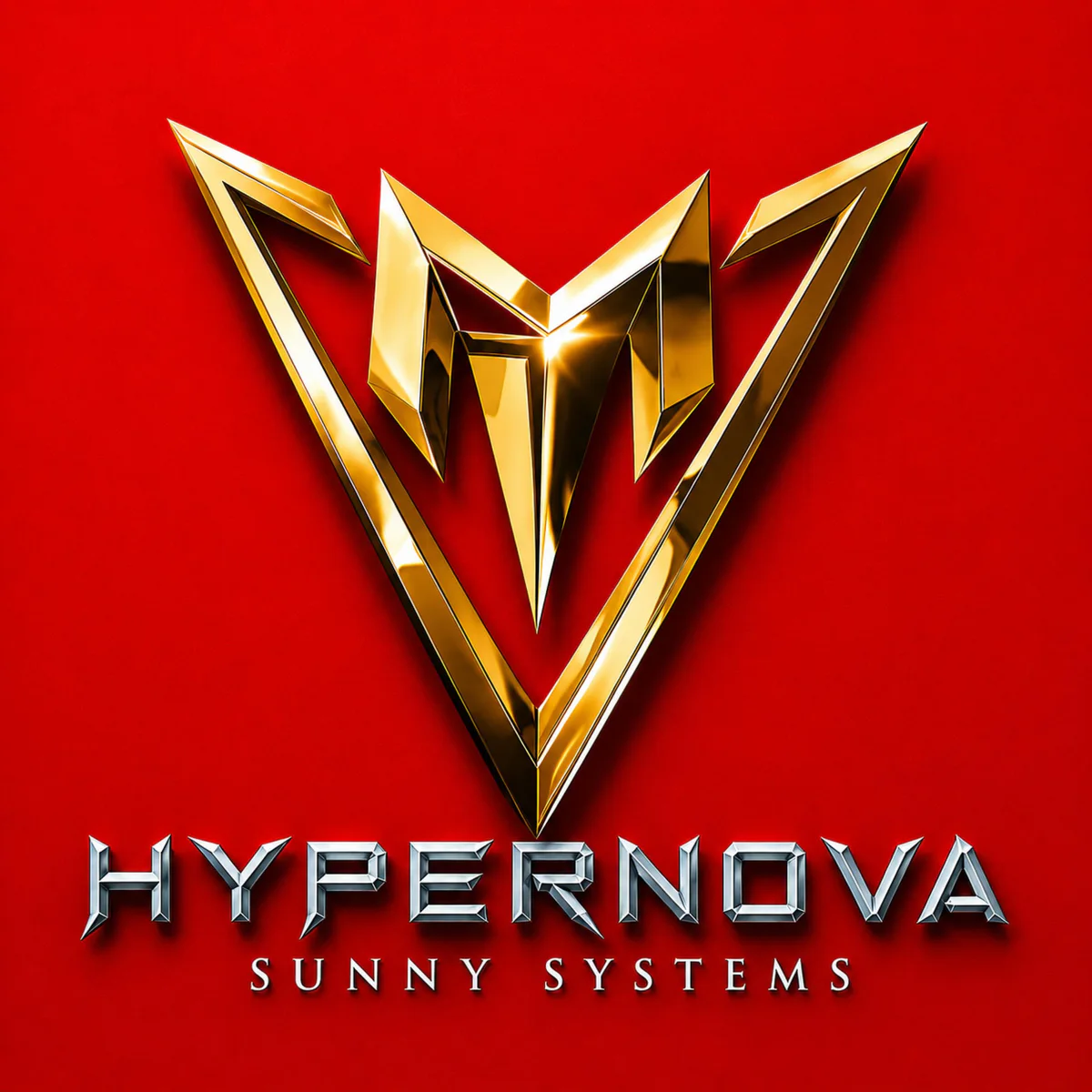 Hypernova by Sunny Systems. Album cover with a gold winged emblem on a red field.