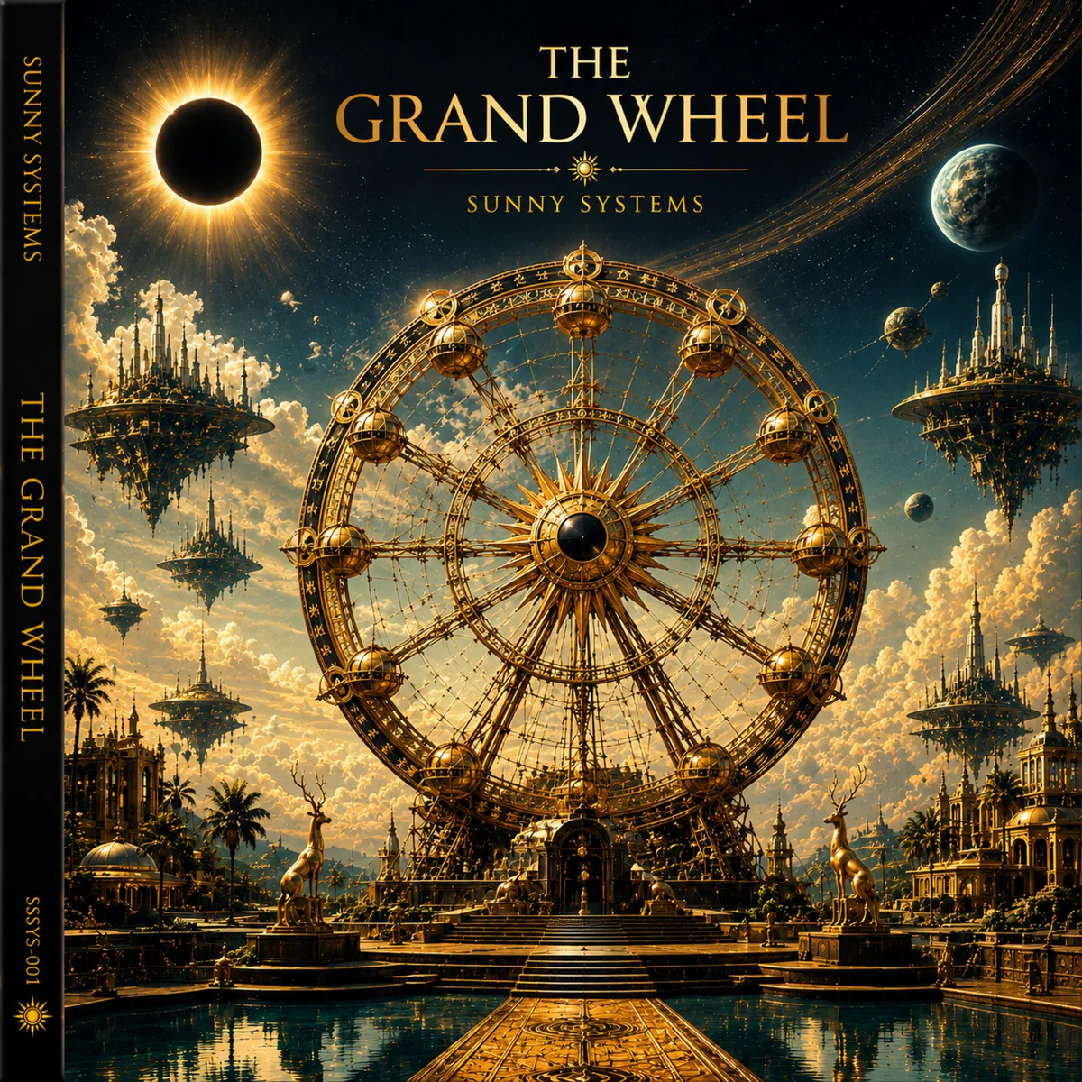 The Grand Wheel by Sunny Systems. Album cover with an ornate brass wheel.